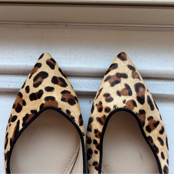 Women’s Leopard Print, Leather/Calf hair Pointed Toe Flats. new W/O Tag Size 8.5 - Picture 2 of 6